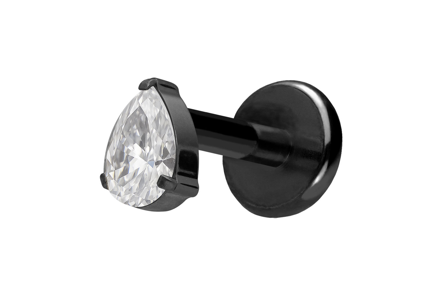 Titan Labret Piercing mit Push Fit KRISTALLTROPFEN